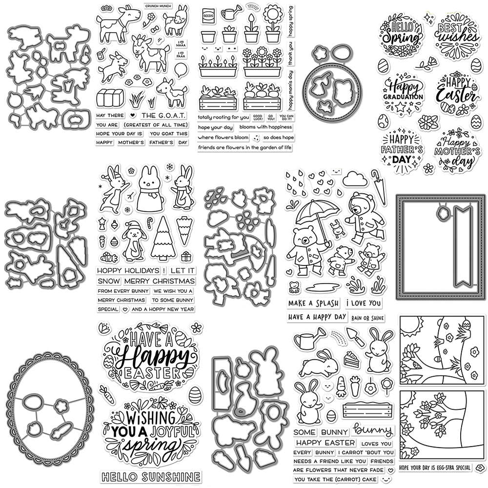Clear Silicone Stamps For Card Making - Clear Stamps and Cutting Dies Set,