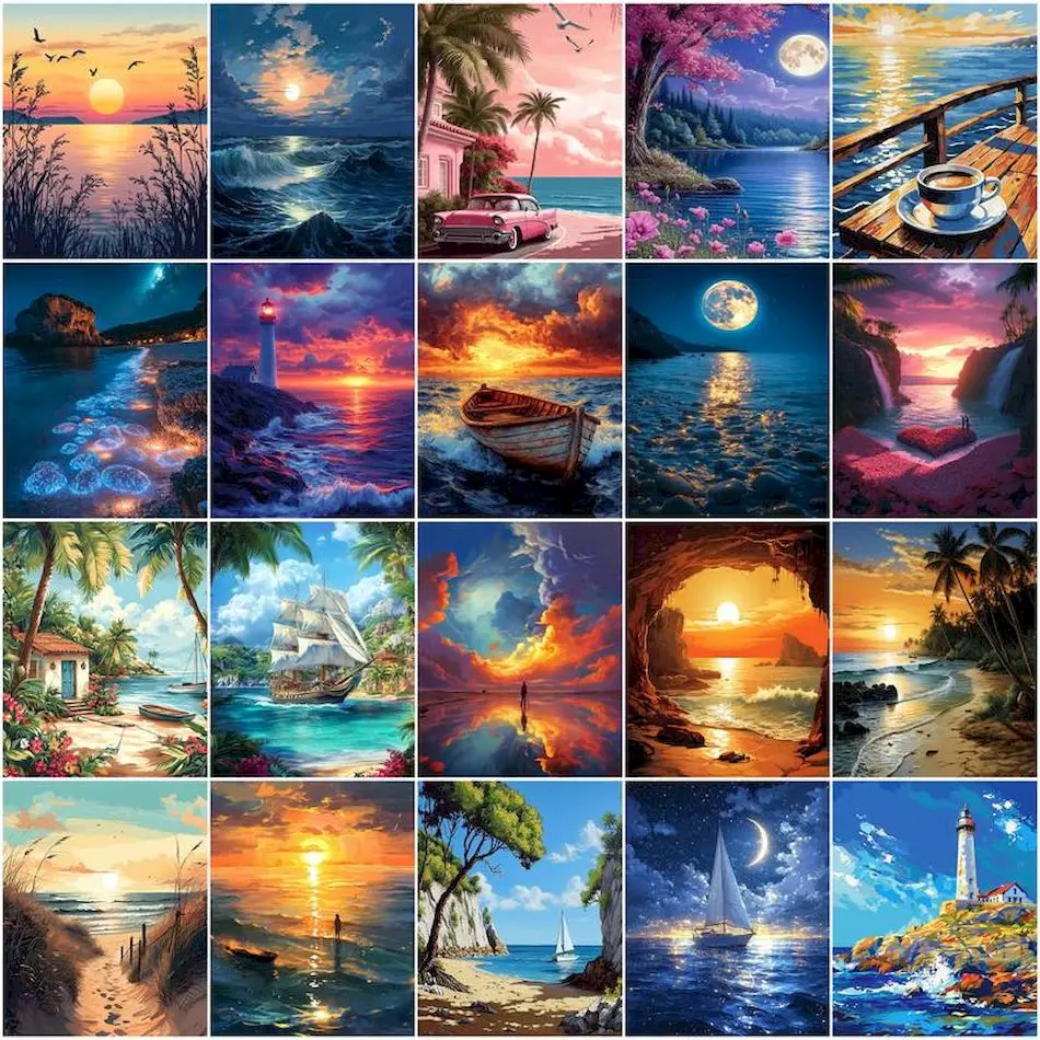 Painting Supplies - Painting Paints By Numbers seascape Paint