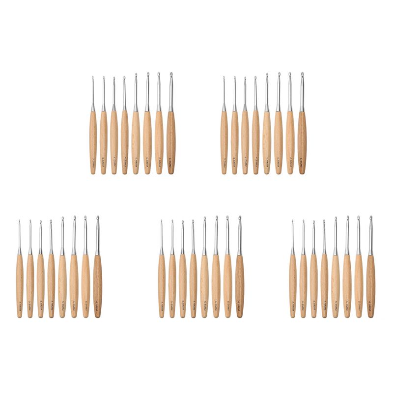 ABJI-40Pcs Wood Crochet Hooks  - Wooden Crochet Hooks Ergonomic Handle recension och pris