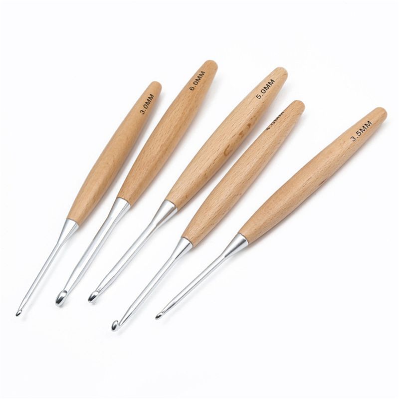 ABJI-40Pcs Wood Crochet Hooks  - Wooden Crochet Hooks Ergonomic Handle recension och pris