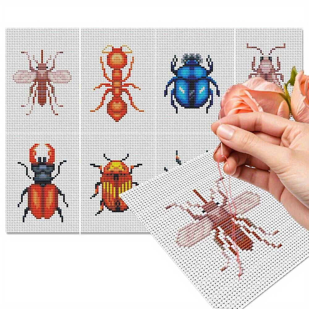 8Pcs Insect Cross Stitch Embro - Cotton Embroidery Thread Skeins recension och pris