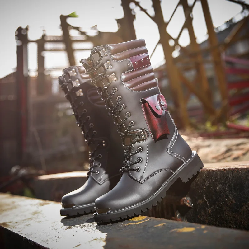 Men Knee High Leather Boots Wi - Craft Tools recension och pris