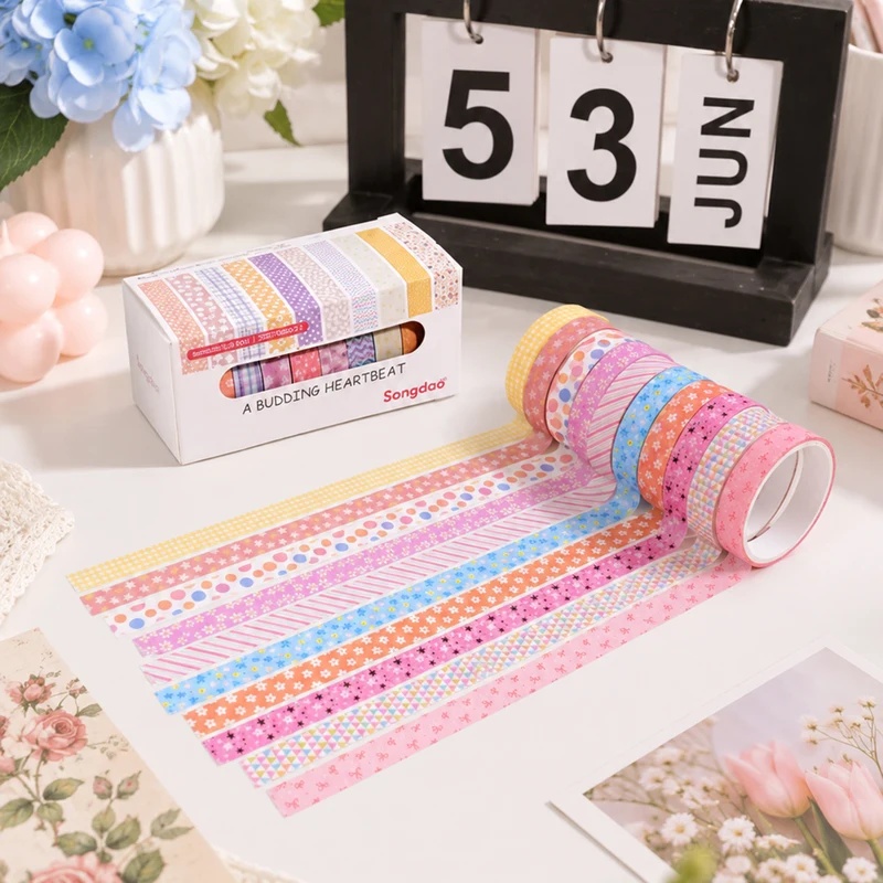 10 Rolls Floral Pastel Washi T - Scrapbooking recension och pris