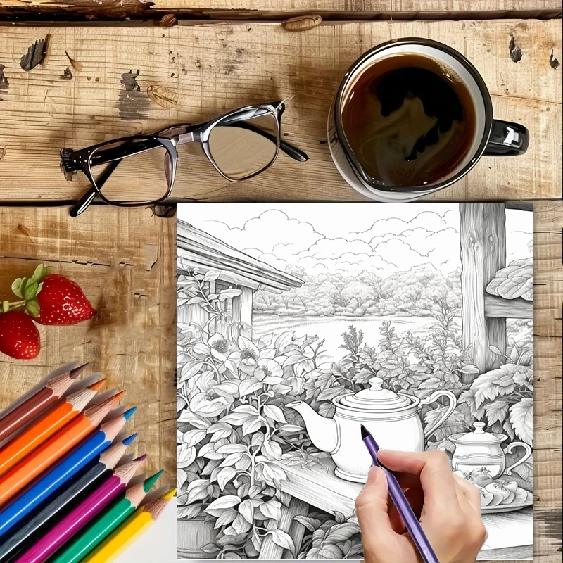 Tea In The Gardens Coloring Bo - Painting Supplies recension och pris